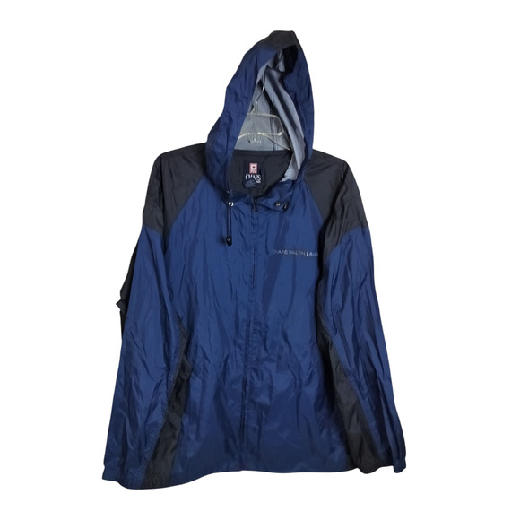 M630) Vtg Chaps Ralph Lauren Blue Nylon Windbreaker Rain Jacket Medium - Picture 3 of 10